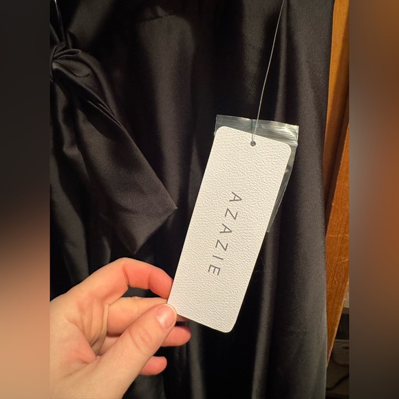 Azazie Black Satin Dress - Picture 8 of 10